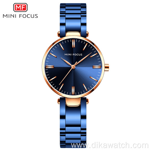 Relogio MINI FOCUS 0047L Fashion Women's Quartz Watch Stainless Steel Luxury Blue Watch 2021 Charm Ladies Watches